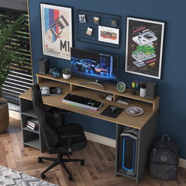Hanah Home HA110 - 2629 Mesa de estudio Nogal y Antracita